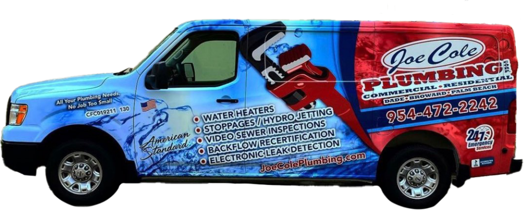 joe cole plumbing van with a wrap